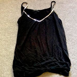 Express Black Tank Top with silver sequin trim